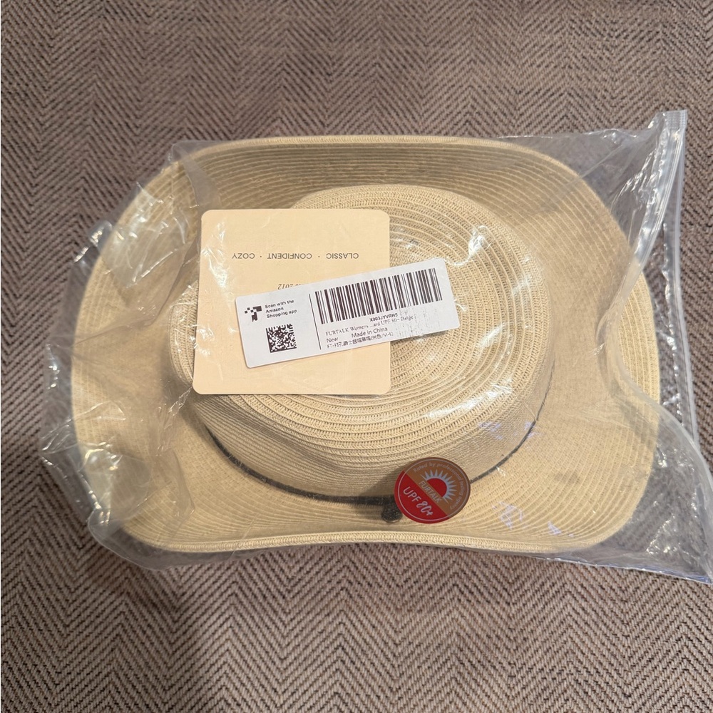 Furtalk Classic Straw Sun Hat in Natural -size M-L